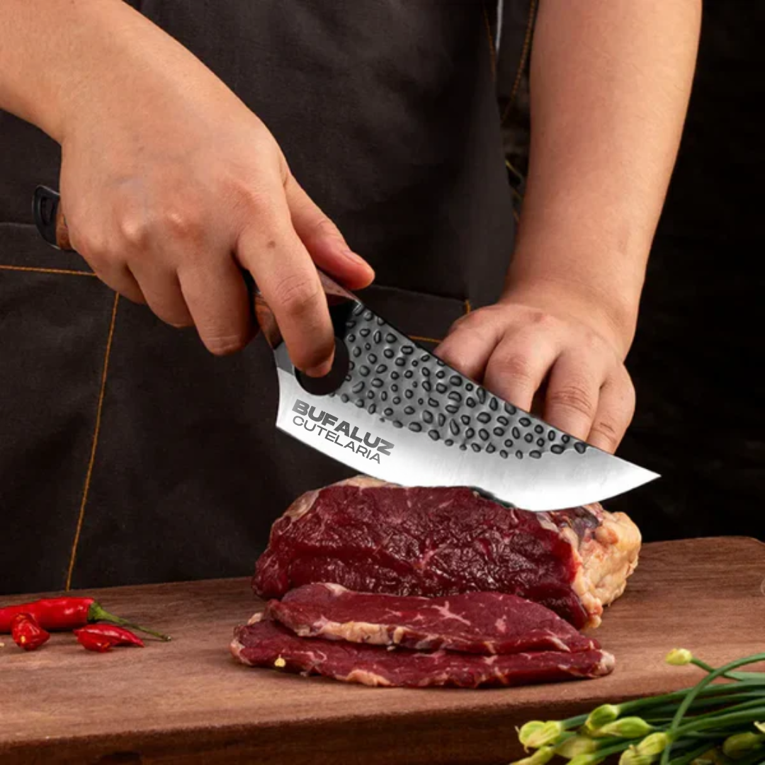 Combo Faca e Cutelo - Forjados a Mão + 2 Bainhas