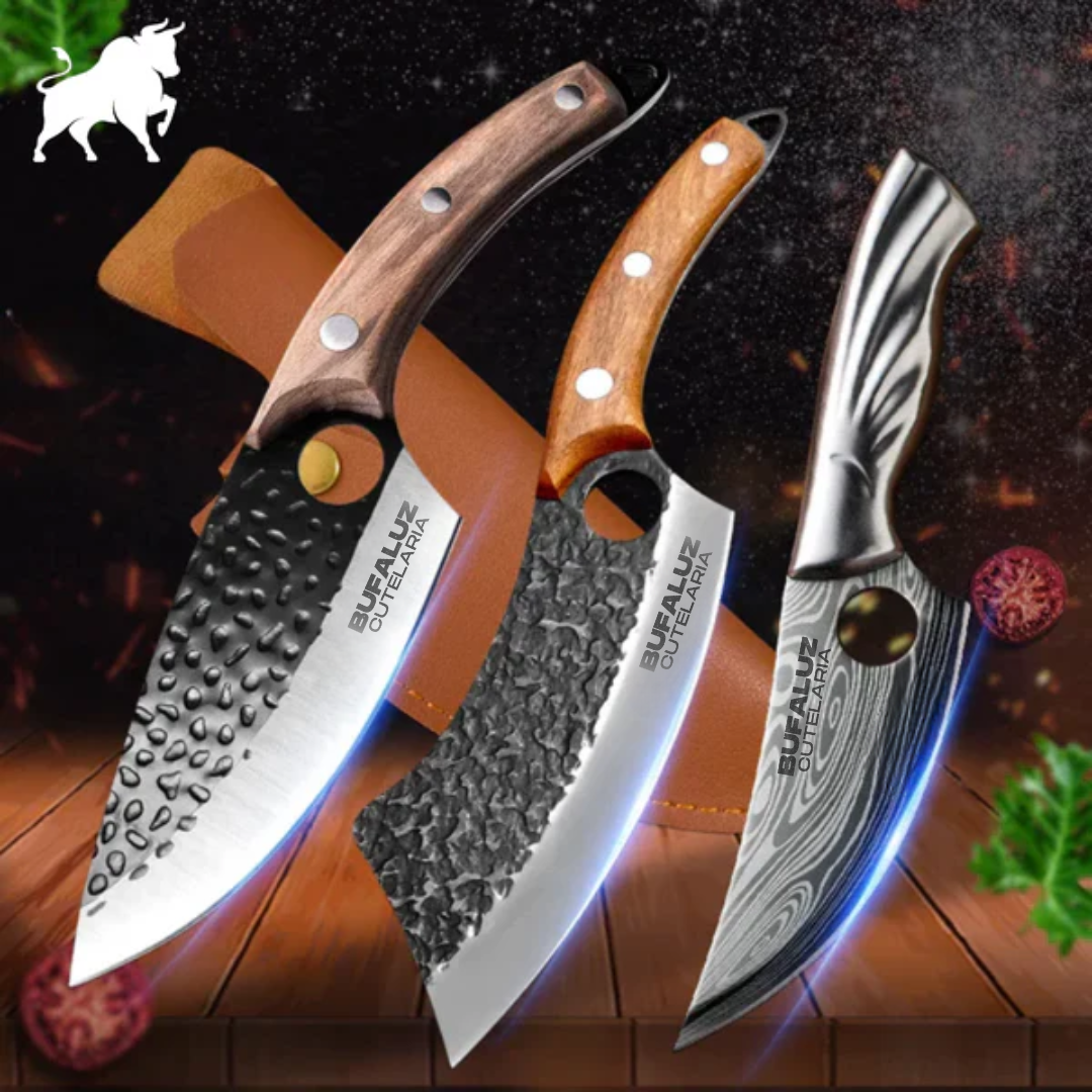Combo 3 Facas Artesanais Max - Compre 2 leve 3 Forjadas a Mão