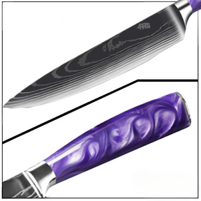Faca Chefe Purple Acabamento Aço Damasco