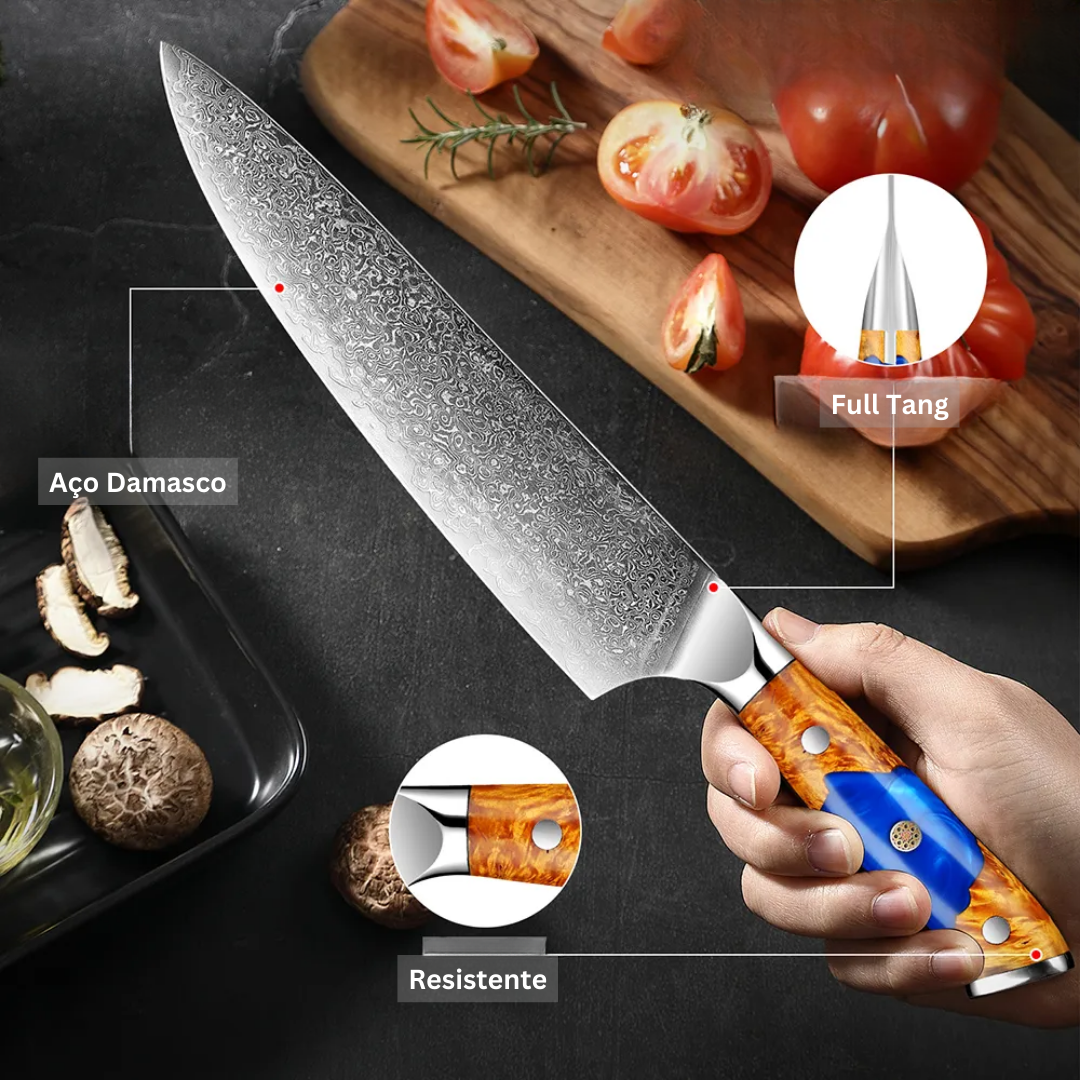 Faca Deluxe 8 Aço Damasco