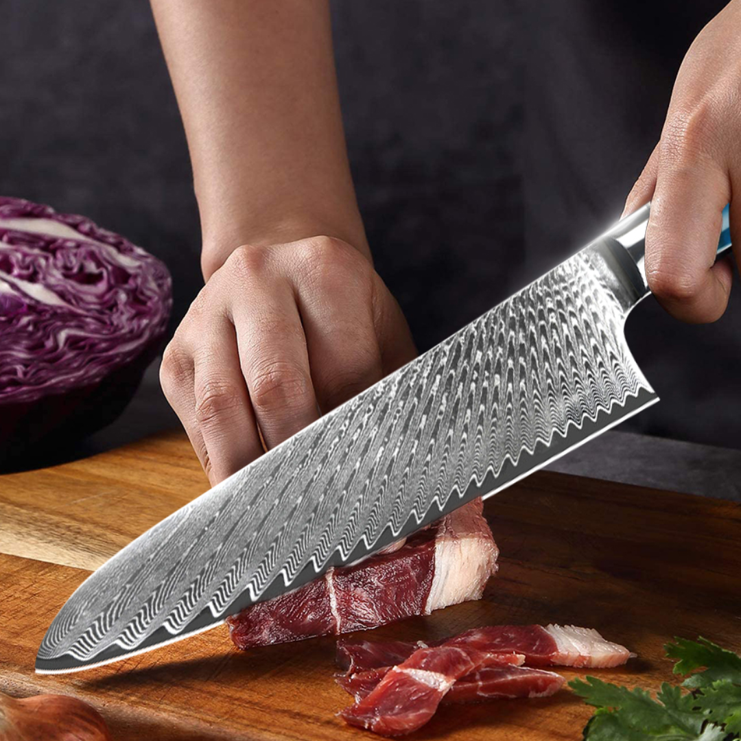 Combo 2 Facas Laminada em Aço Damasco