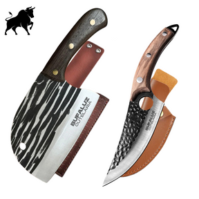 Combo Faca e Cutelo - Forjados a Mão + 2 Bainhas