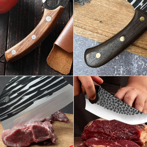 Combo Faca e Cutelo - Forjados a Mão + 2 Bainhas