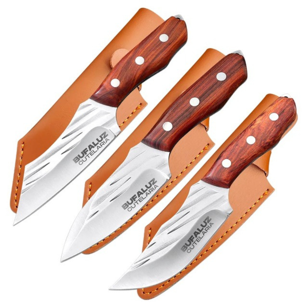 Combo 3 Facas Matagal - Forjadas a Mão + Bainhas