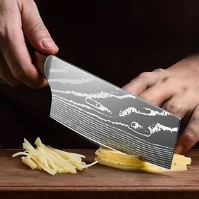 Combo Faca & Cutelo Chefe Master Acabamento Damasco